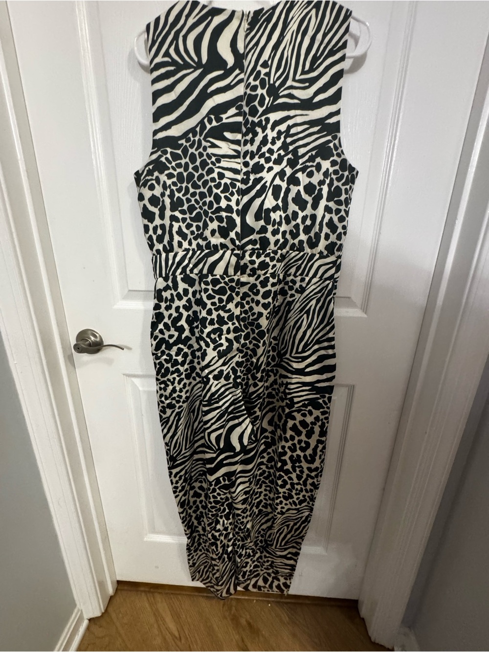 Karen Millen Dark Green and White Animal Print Jumpsuit